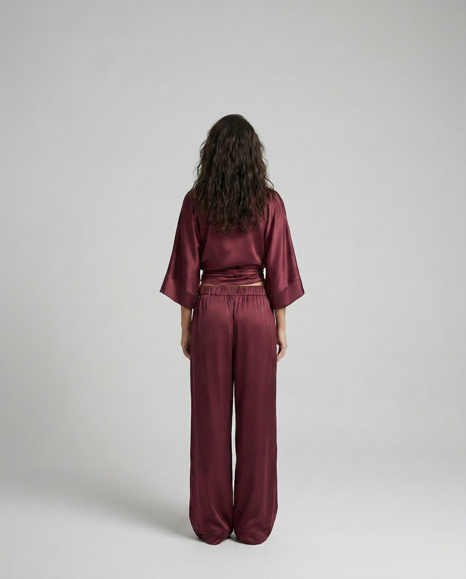 Blushed Kiss | Muted Burgundy Satin Set