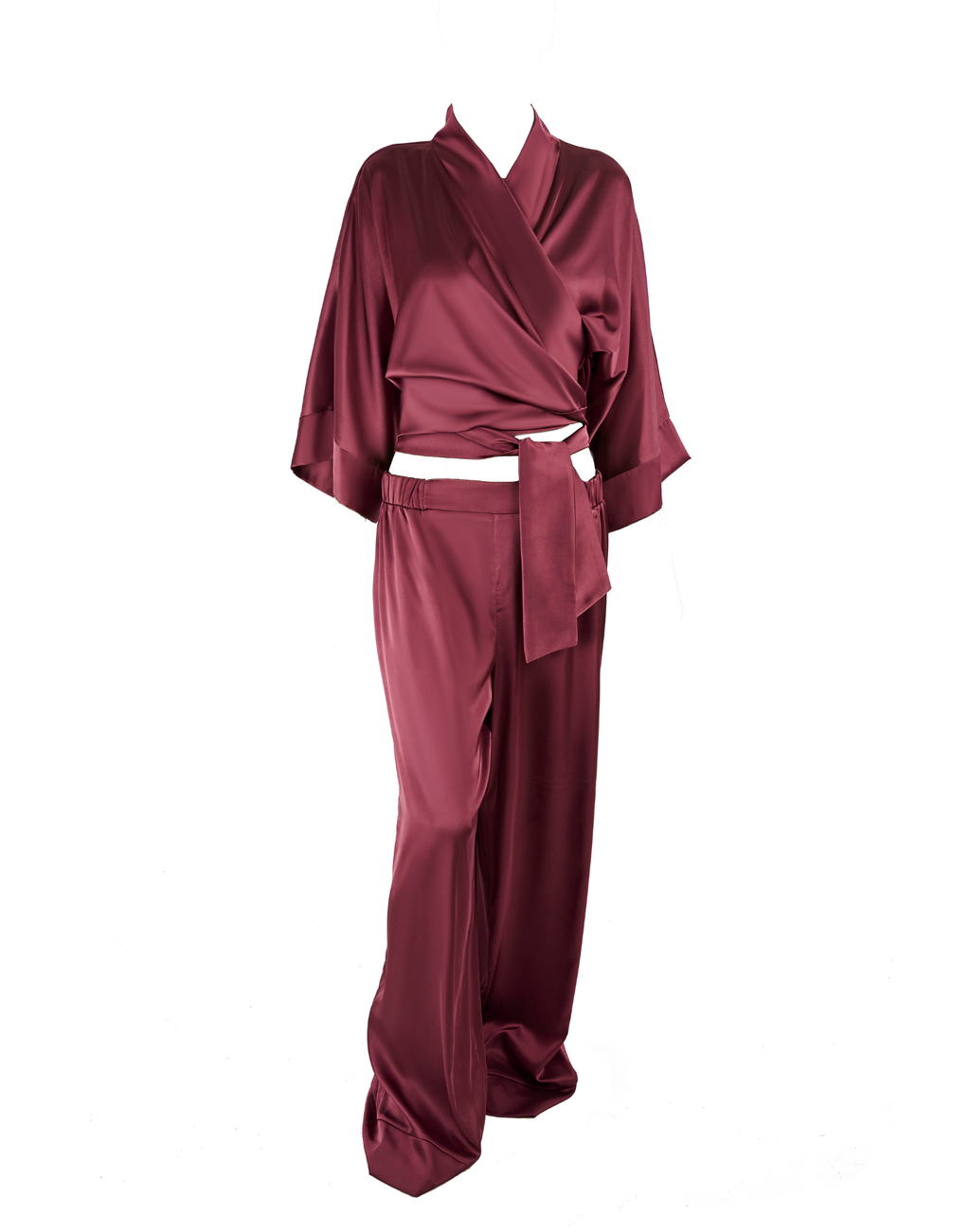 Blushed Kiss | Muted Burgundy Satin Set