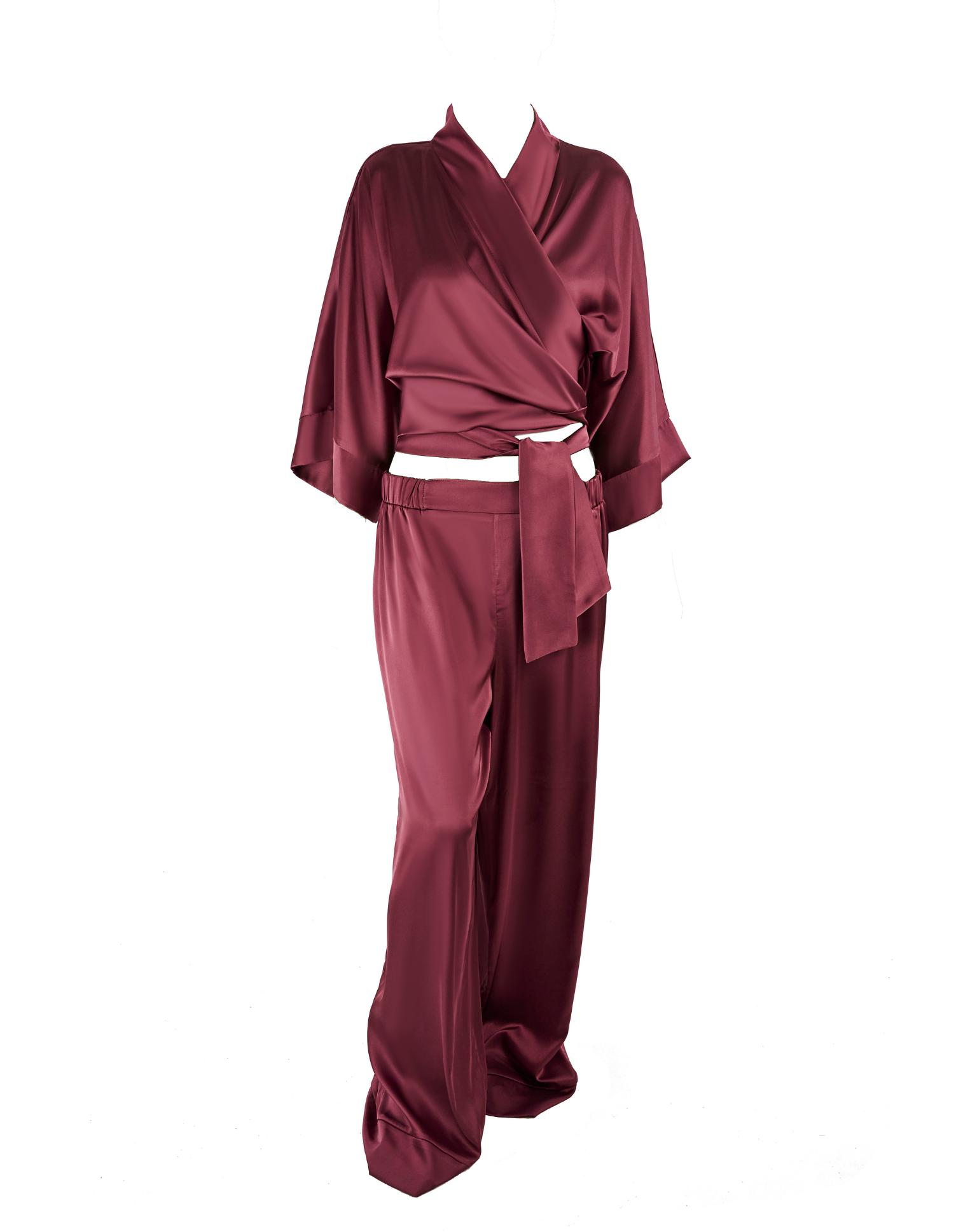 Blushed Kiss | Muted Burgundy Satin Set