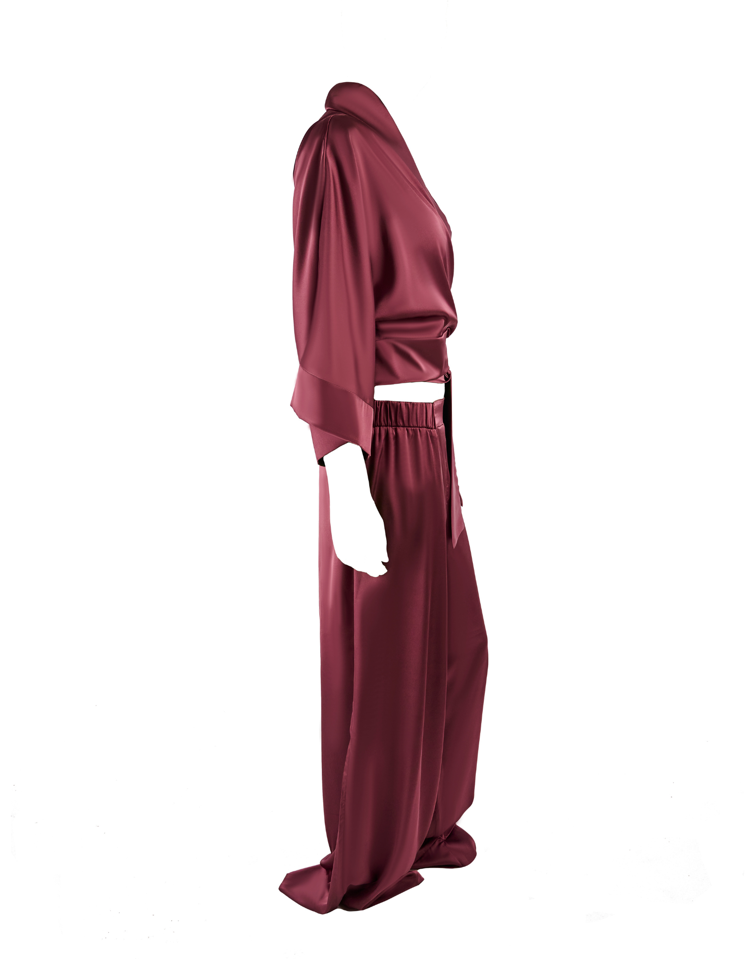 Blushed Kiss | Muted Burgundy Satin Set