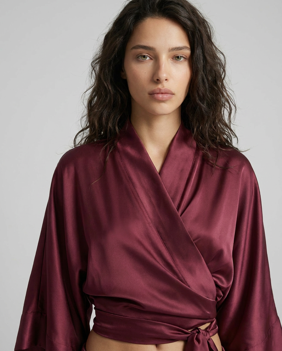 Blushed Kiss | Muted Burgundy Satin Set