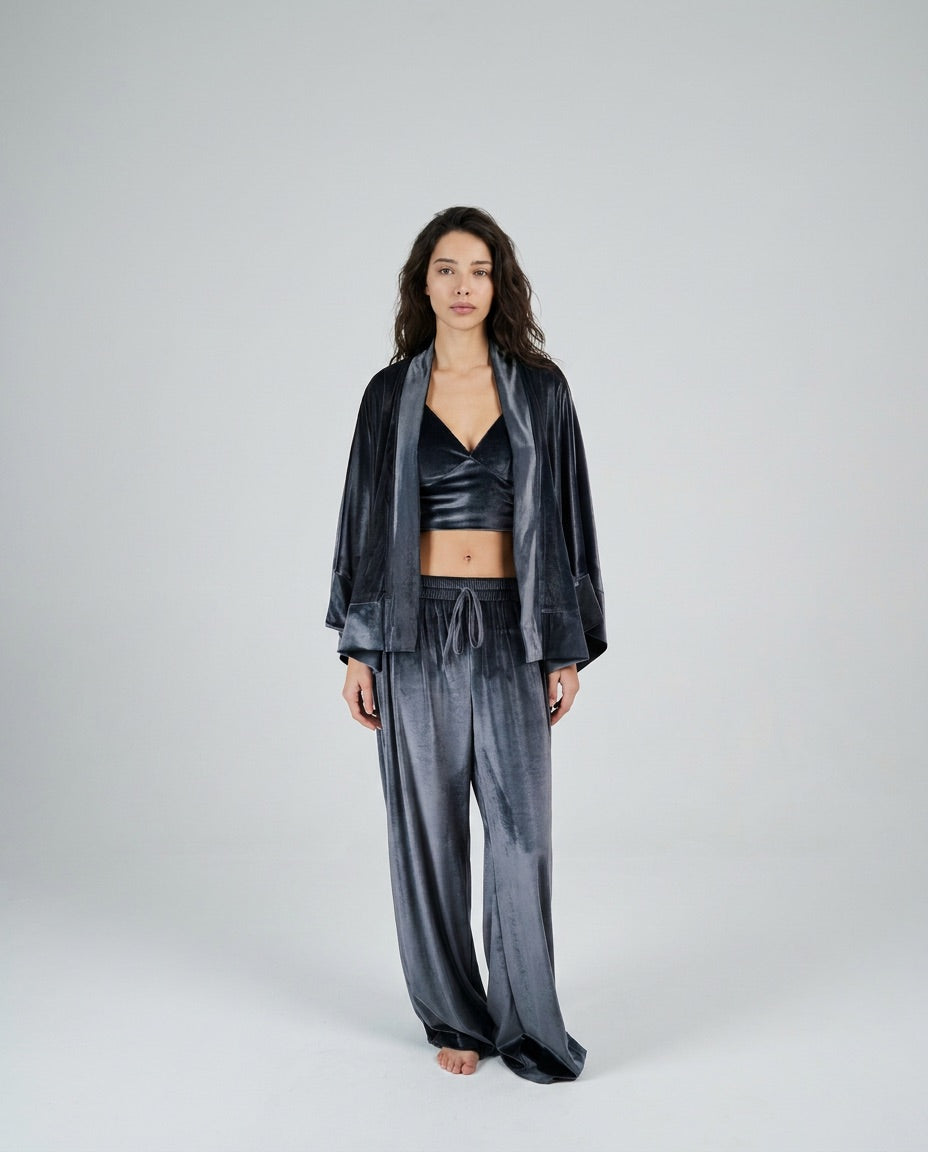Smoken Ash | Gray Velvet Set